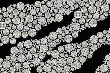 Jewellery white round cut diamonds background. 3D rendering