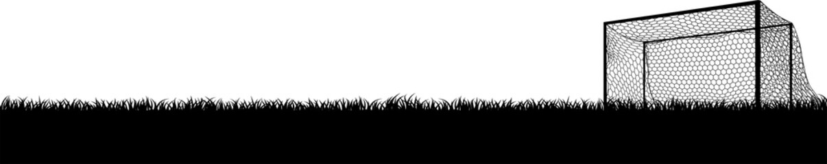 A soccer football pitch field and goal in silhouette