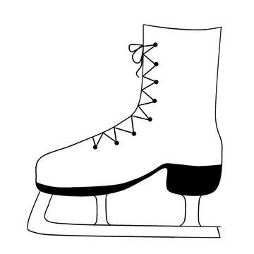 ice skates a drawing made with a black line by hand