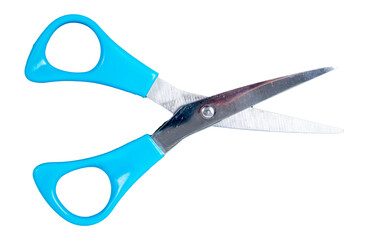 small pair of light blue craft scissors plastic handles