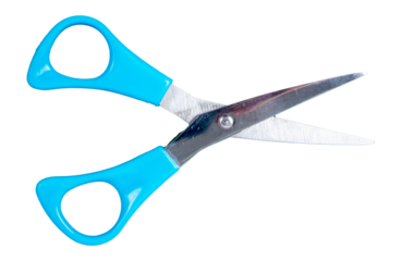 small pair of light blue craft scissors plastic handles