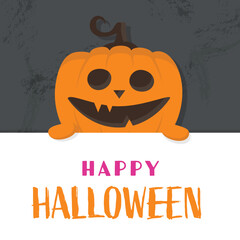 Naklejka premium Concept of Halloween card with creepy pumpkin. Vector illustration