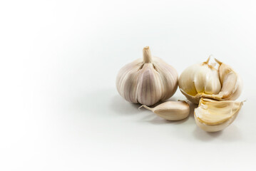 Garlic isolated on white background with space for text.