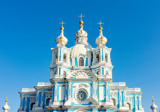 Smolny cathedral and monastery in Saint Petersburg, Russia