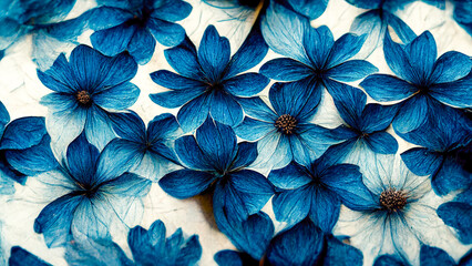 Pattern of blue flowers