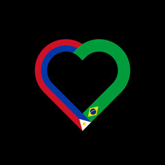 friendship concept. heart ribbon icon of filipino and brazilian flags. vector illustration isolated on black background