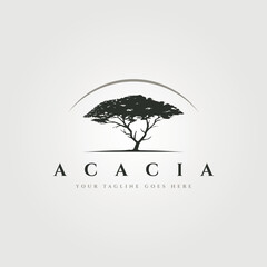 acacia tree logo vintage vector symbol illustration design, old tree logo design