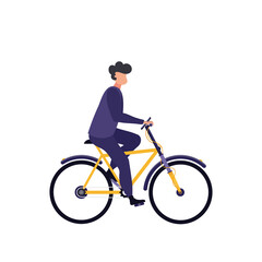 Fototapeta na wymiar Teenager boy enjoying cycling and having fun outdoor. Isolated dynamic vector flat illustration.