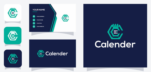 Vector graphic of letter C Schedule data logo template calender with business card