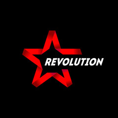 Obraz premium Revolution - political poster or print for t-shirt. Red star on black background.