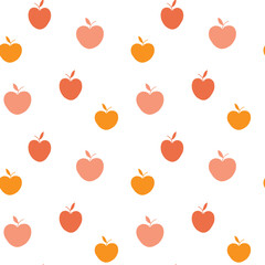 Autumn seamless pattern with apples on a white background