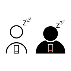 Set of Tired man icon, sleep emotion tired sign, bored concept symbol, graphic vector illustration