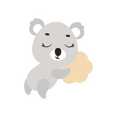 Obraz na płótnie Canvas Cute little koala sleeping on cloud. Cartoon animal character for kids t-shirt, nursery decoration, baby shower, greeting cards, invitations, house interior. Vector stock illustration