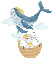 Cute sheep and whale