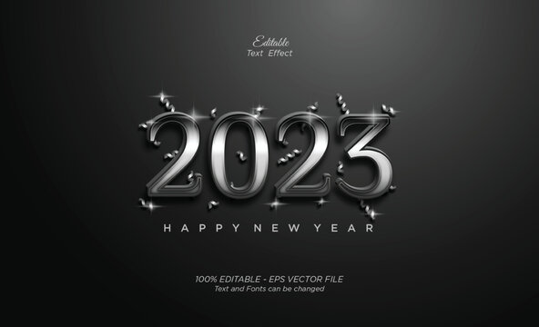 Happy New Year 2023 Silver With Fancy 3d Numbers