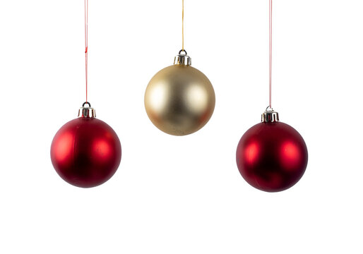 Red and gold christmas tree decoration baubles