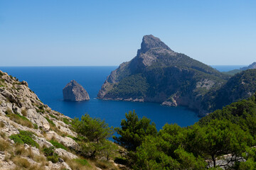 Fototapeta na wymiar Views from the viewpoint es Colomer, in Mallorca, the Balearic Islands, Spain.