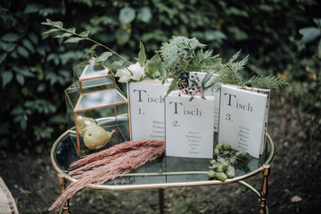Vintage boho style decorated wedding books