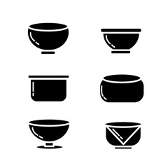 black and white illustration design bowl icon set