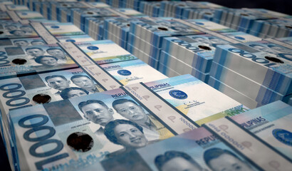 Philippines Peso money banknotes print and printing 3d illustration - obrazy, fototapety, plakaty