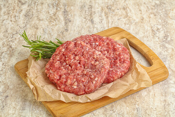Raw beef burger cutlet for grill