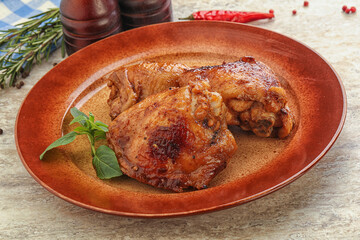 Roasted chicken leg with spicy sauce