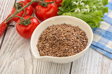 Dry Raw flax seed in the bowl