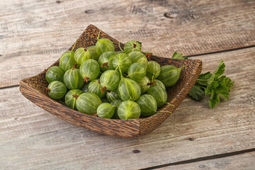 Natural ripe gooseberry heap in the bowl