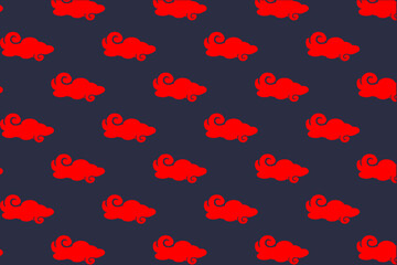 chinese traditional clouds seamless background. Asian waves set.