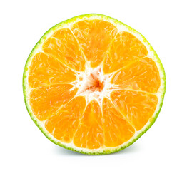 Green orange fruit isolated on white background