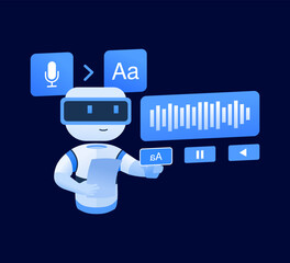 Voice and Speech Recognition Vector Illustration Artificial Intelligence Language Processing by Computer Flat Design Concept