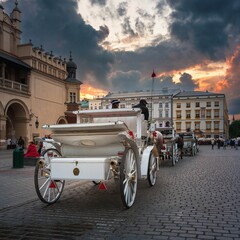 Dorożki na krakowskim Rynku i piękne niebo - średni format Fuji GFX © Michal45
