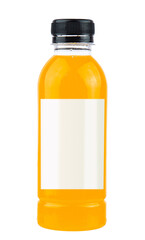 orange juice on bottle isolated on white backgound