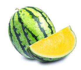 yellow watermelon fruit isolated on white background