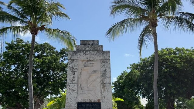 A Hurricane Monument dedicated to 408 people dead during the 1935 Labor Day weekend in the Florida Keys in Islamorada, Florida.