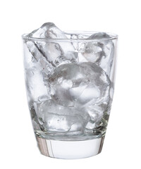 glass with ice and water isolated on white background clipping path