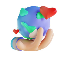 3D illustration hand and love earth