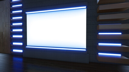 3D Virtual TV Studio News, Backdrop For TV Shows .TV On Wall.3D Virtual News Studio Background,3d illustration