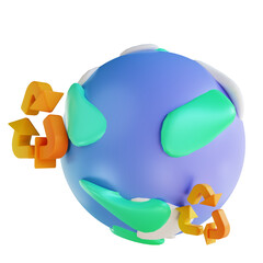 3D illustration earth recycling