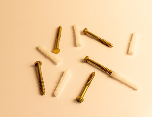 Thread cutting machine screw with plastic plug - obrazy, fototapety, plakaty