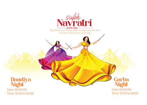 Creative illustration for Dandiya and Garba night, Happy Navratri wishes 