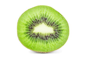 fresh cut green kiwi fruit isolated on white