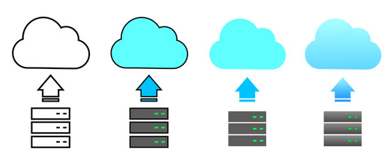 Cloud migration icon, switch to cloud, from on-premise to cloud.