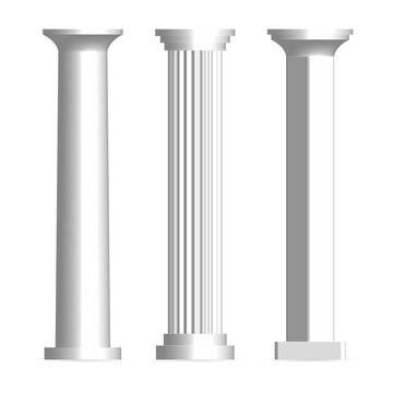 Set of architectural columns, 3D vector illustration.