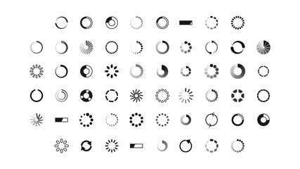 Set Collection Black Line Load Status Icons Vector Design Style