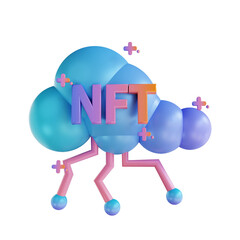 3D illustration NFT cloud