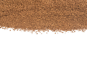 Granulated coffee isolated white background close up. instant coffee