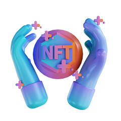 3D illustration NFT hand colorful - obrazy, fototapety, plakaty