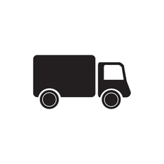 vector illustration of a delivery icon, a simple silhouette of a truck isolated on a white background