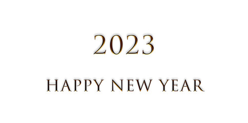 2023 Happy new year Gold Text Effect in gold metallic. Template